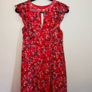 Red Floral Ruffle Mini Dress - Small